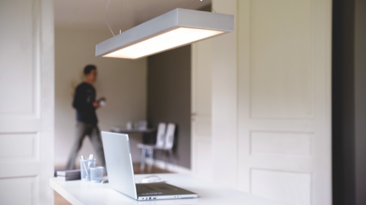 Ceiling light in a home office setting
