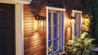 L’applique murale extérieure à DEL moderne illumine l’extérieur en bois rustique, présentant des solutions d’éclairage écoénergétiques et résistantes aux intempéries pour les façades et les porches de maison contemporains.
